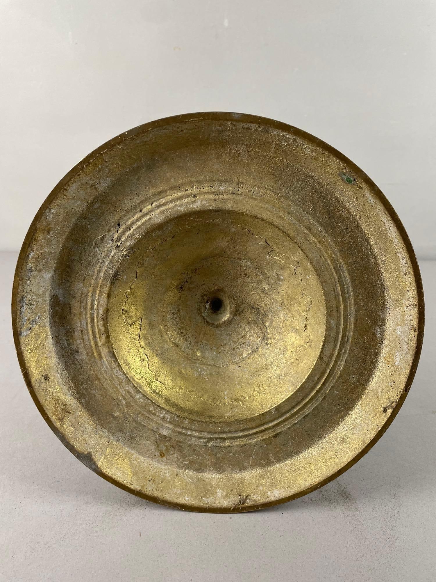 Large Antique Solid Brass Lamp Base - 5
