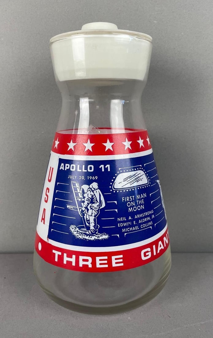 Vintage Libbey Apollo 11-13 Commemorative Juice Decanter: Measures 8 1/2 inches x 4 1/2 inches