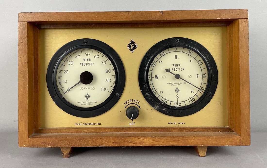 Vintage Texas Electronics Model 310BK Wind Station: Needs rewired, measures 8 inches x 12 1/4 inches x 5 inches