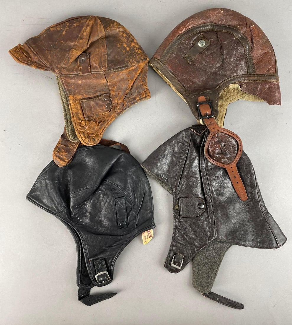 Group of WW2 Era Leather Flying Helmets (1 of 4)