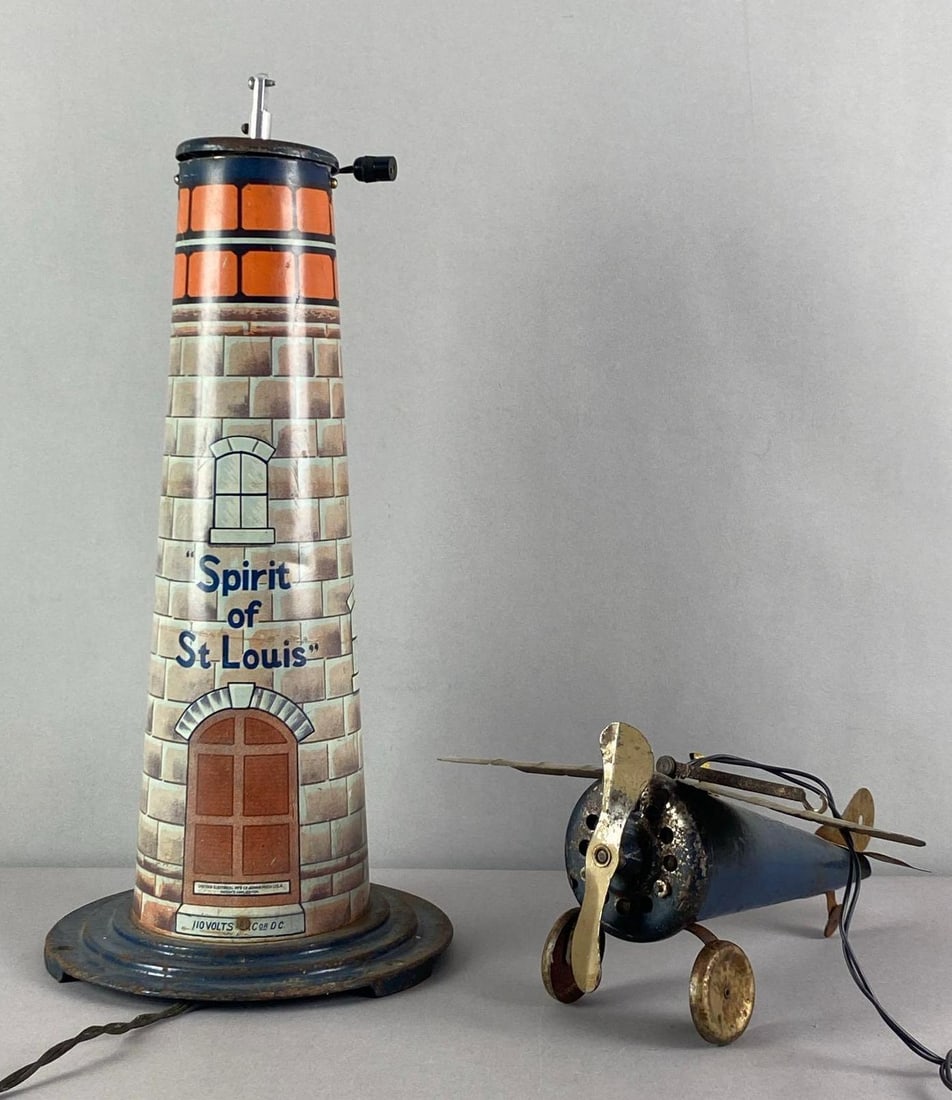 Unitied Electrical Spirit of St Louis Tin-Litho/Pressed Steel Lighthouse Airplane Toy (1 of 4)