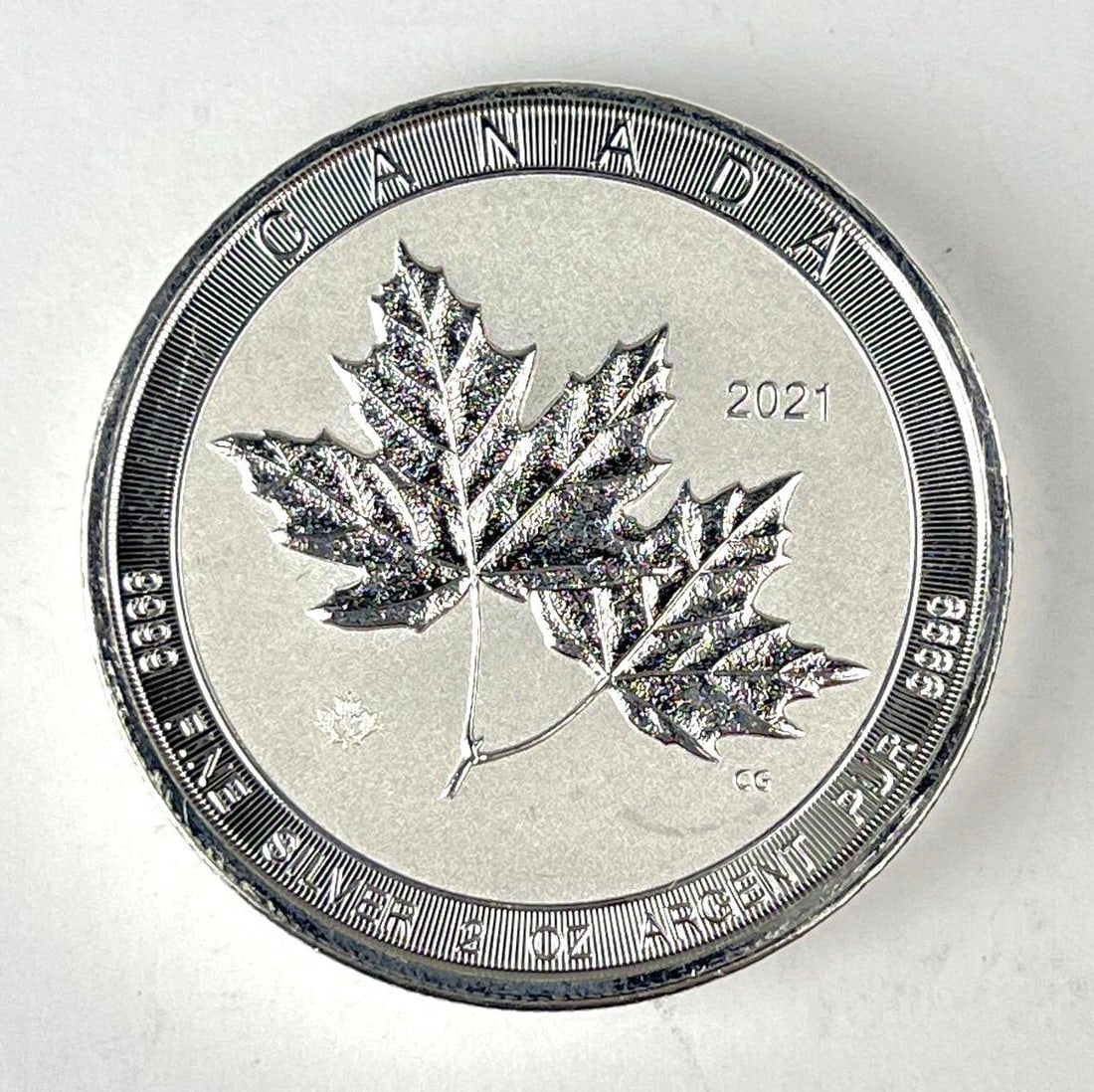 2021 Canada $10 Maple Leaf with Maple Leaf Privy 2 oz 9999 Fine Silver Coin: 2021 Canada $10 Maple Leaf with Maple Leaf Privy 2 oz 9999 Fine Silver Coin