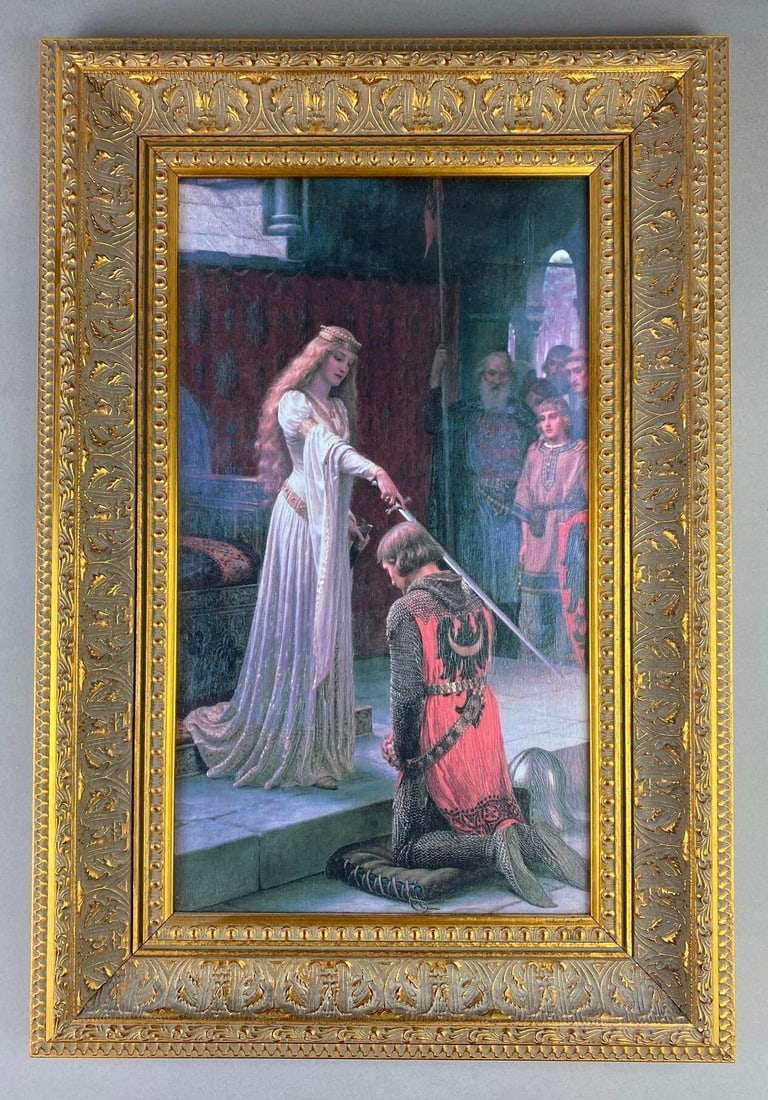 Framed ?The Accolade Canvas Print: Modern artwork from the original 1901 painting by Edmund Blair. Measures L 23 x W 16 inches.