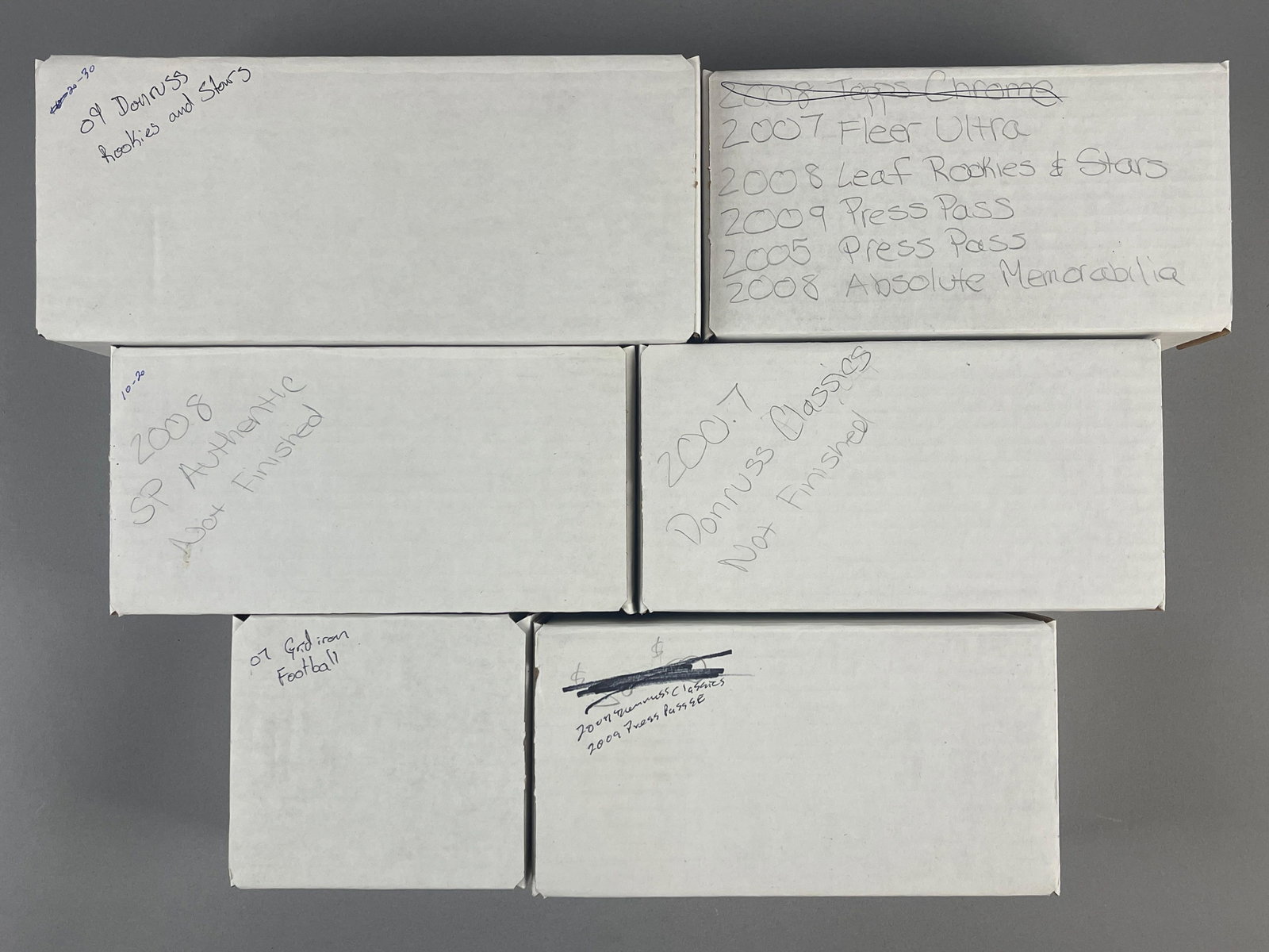 Group of 2007 - 09 Football Cards with Serial Numbered Cards: Includes Rookie and Stars, Gridiron Gear, Presspass, Donruss, Fleer, and More
