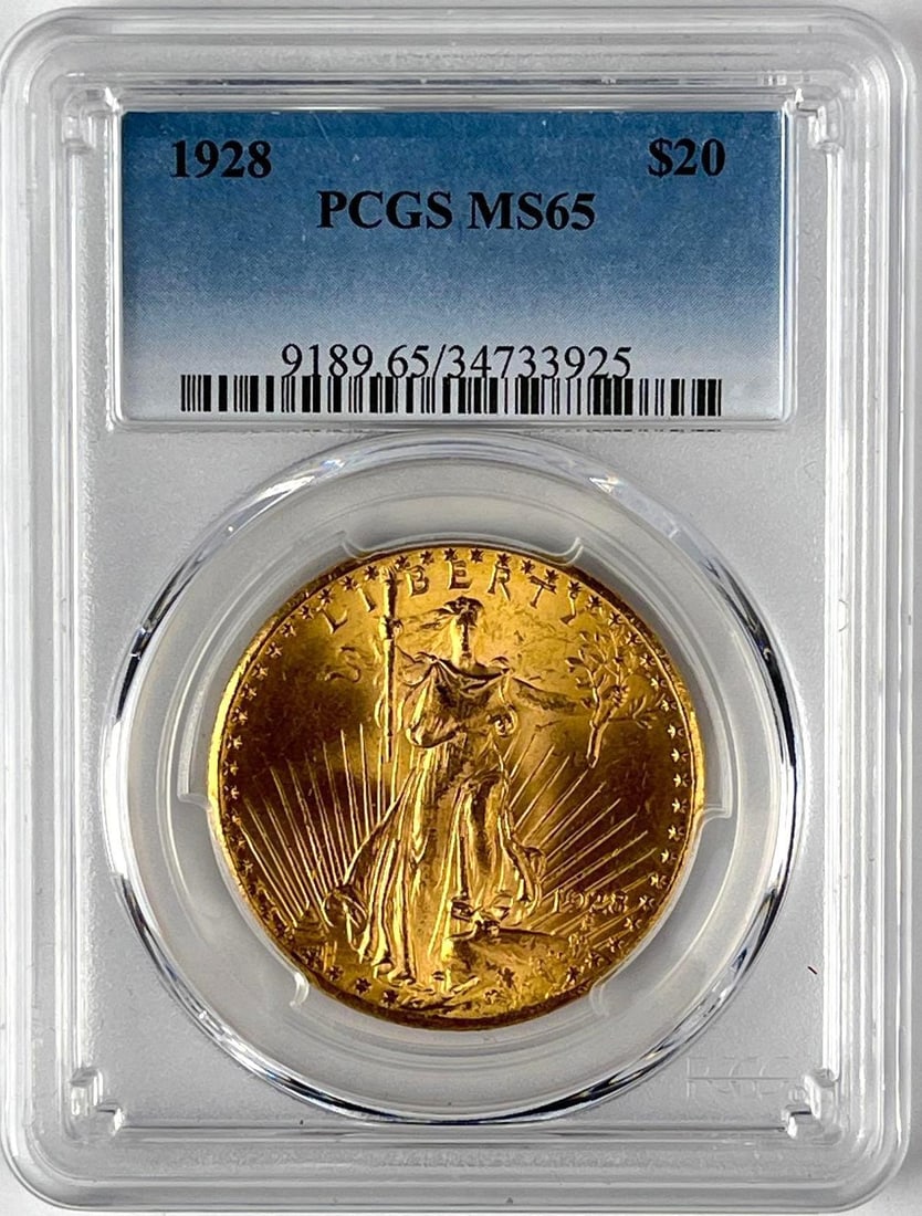 1928 US $20 St. Gaudens Gold Coin PCGS MS65: 1928 US $20 St. Gaudens Gold Coin PCGS MS65