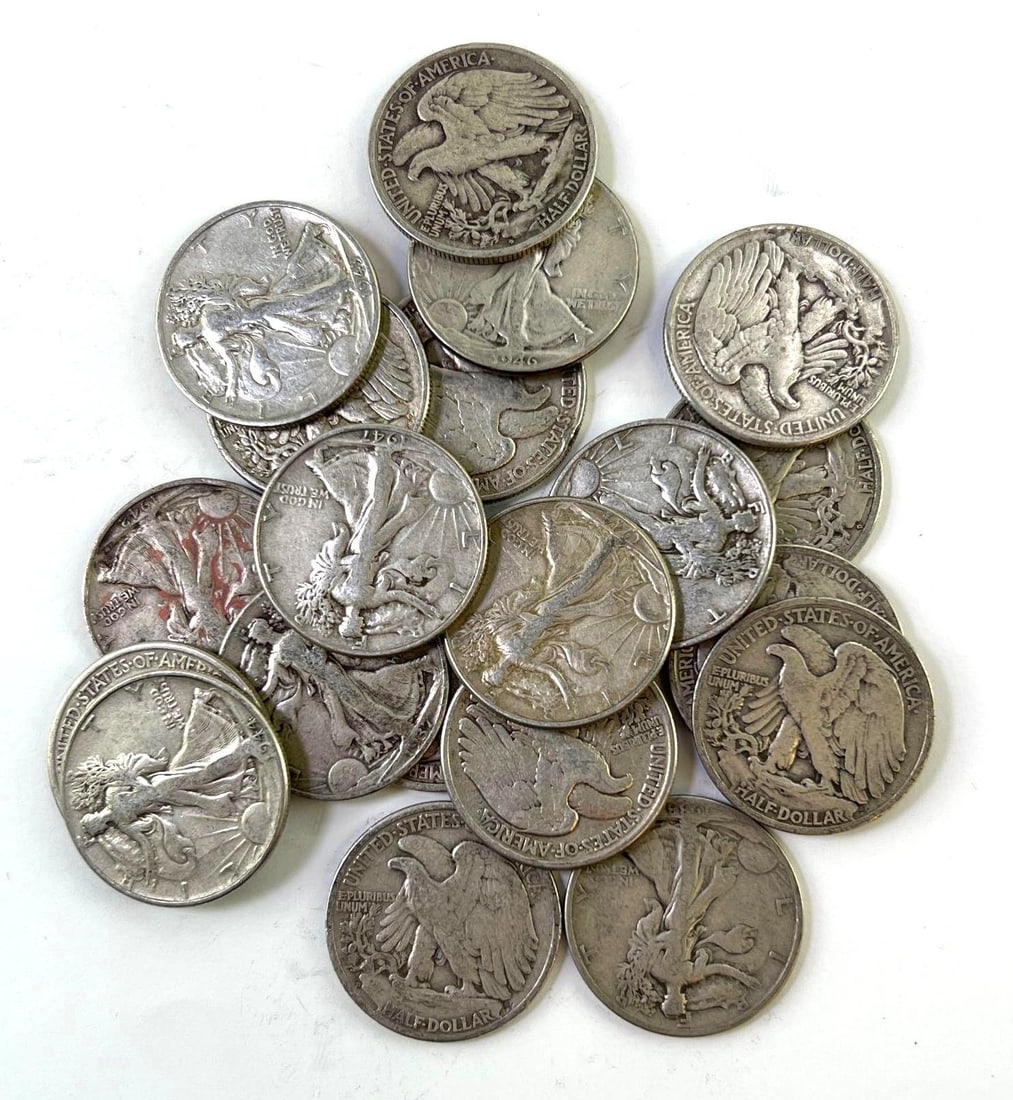 Group of 20 US Walking Liberty Silver Half Dollars (1 of 1)