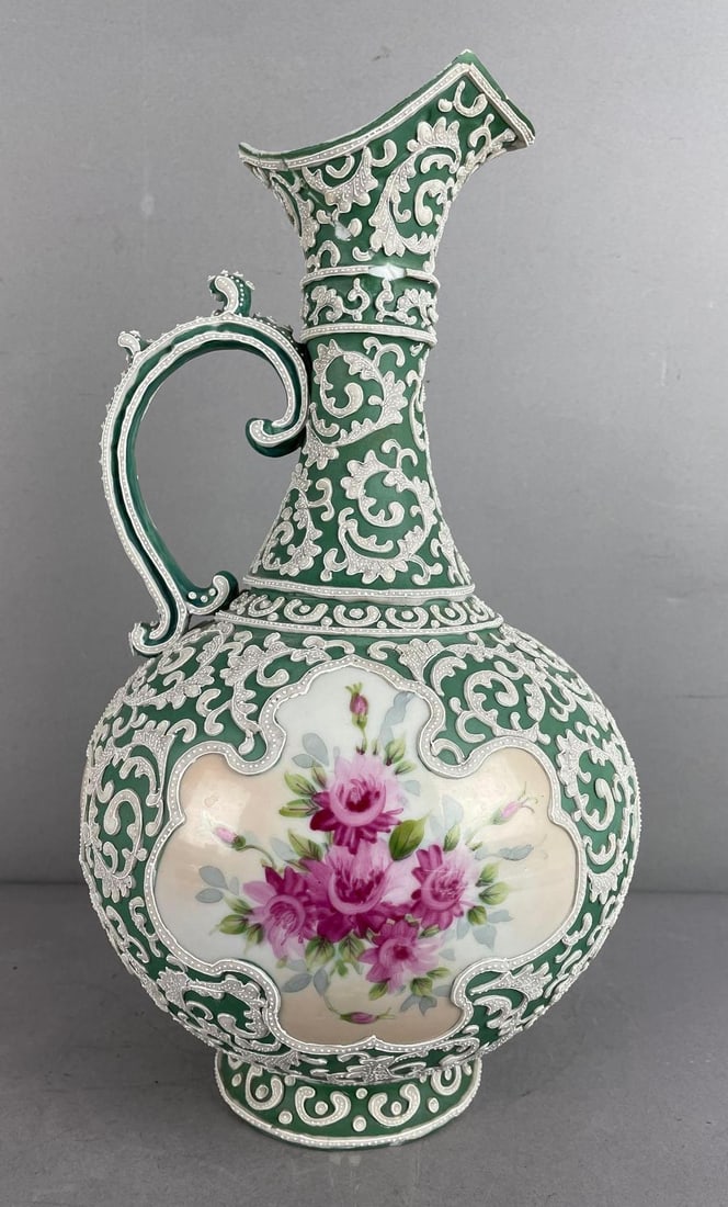 Nippon Moriage Pitcher with Floral Panels (1 of 7)