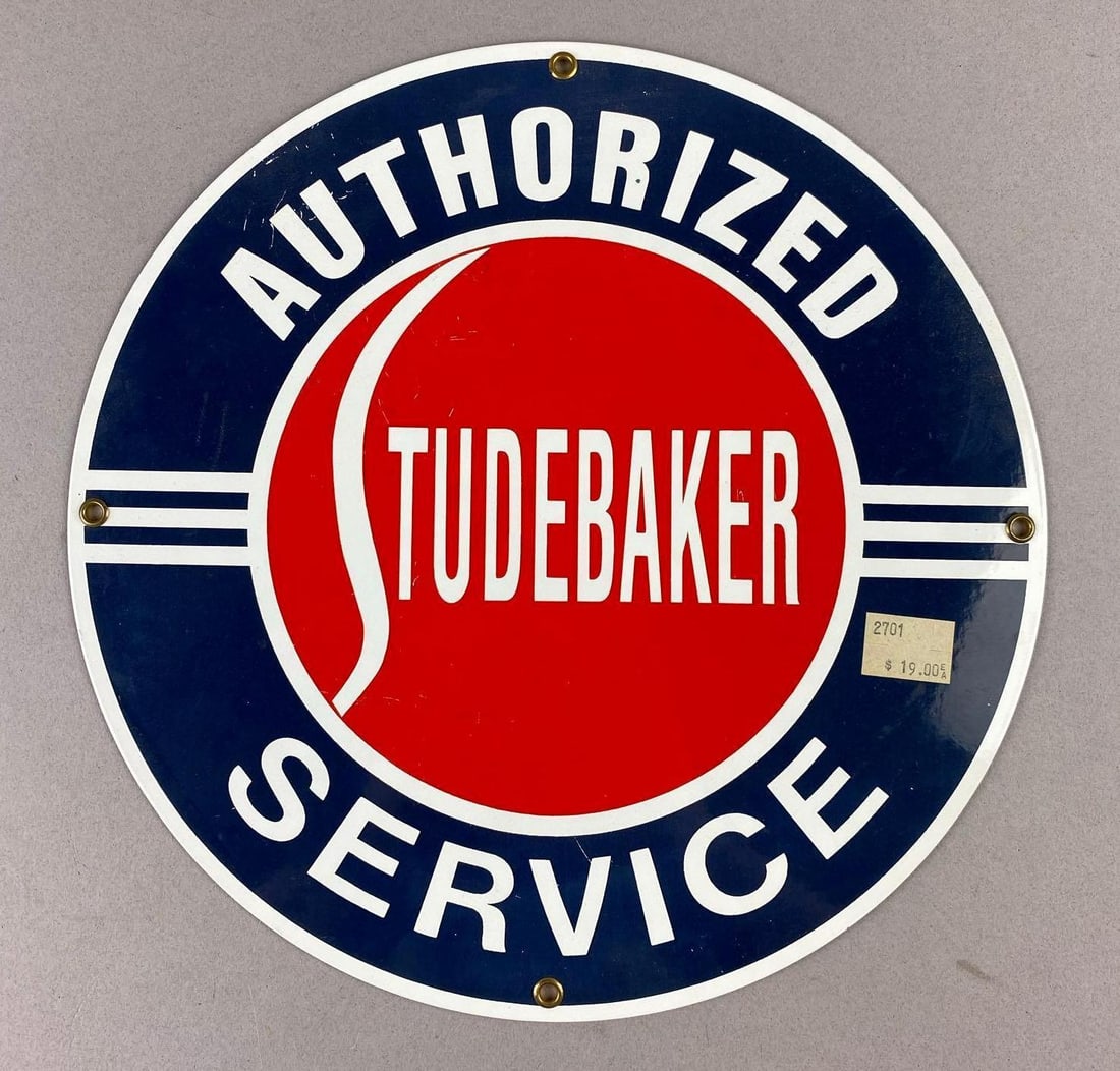 Studebaker Authorized Service Enameled Porcelain Sign (1 of 2)