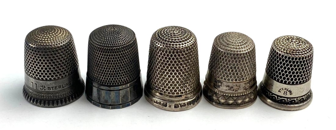 Group of 5 Antique Sterling Silver Thimbles (1 of 3)