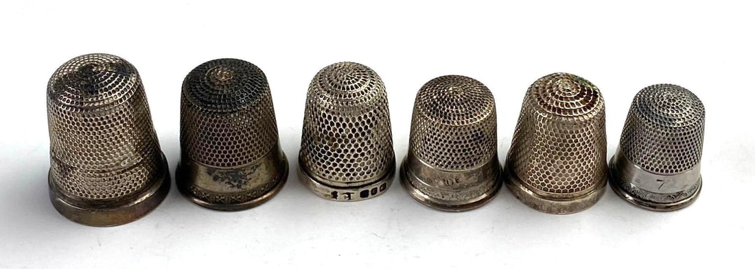 Group of 6 Antique Sterling Silver Thimbles (1 of 3)