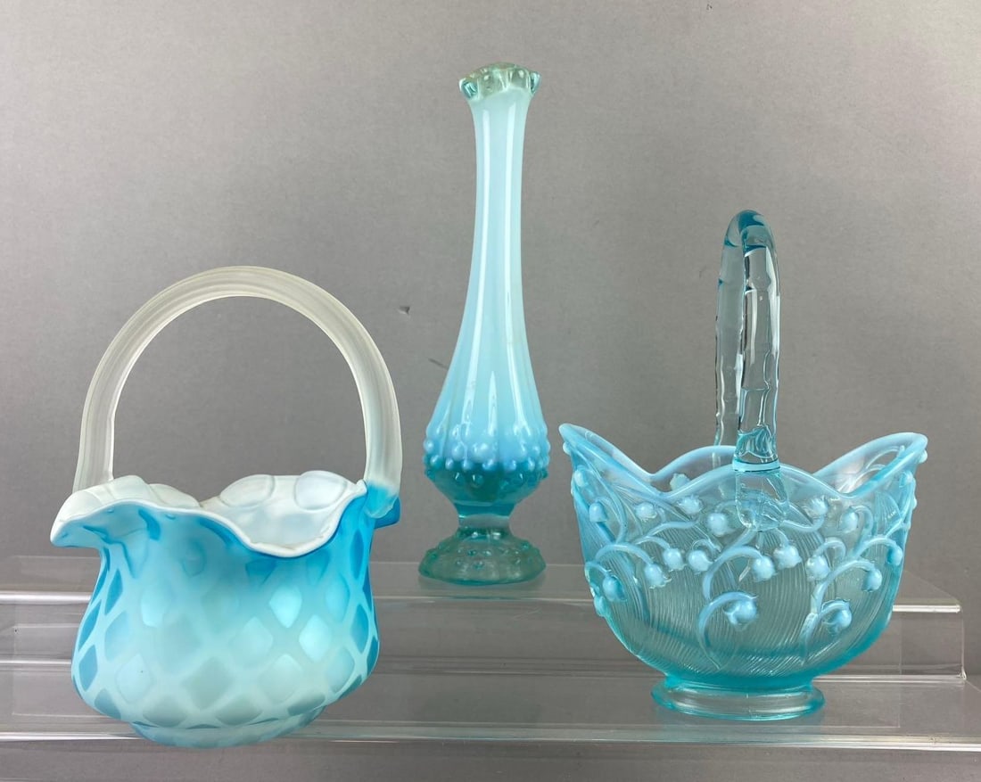Group of 3 Fenton Ice Blue Hobnail Glassware and More (1 of 3)