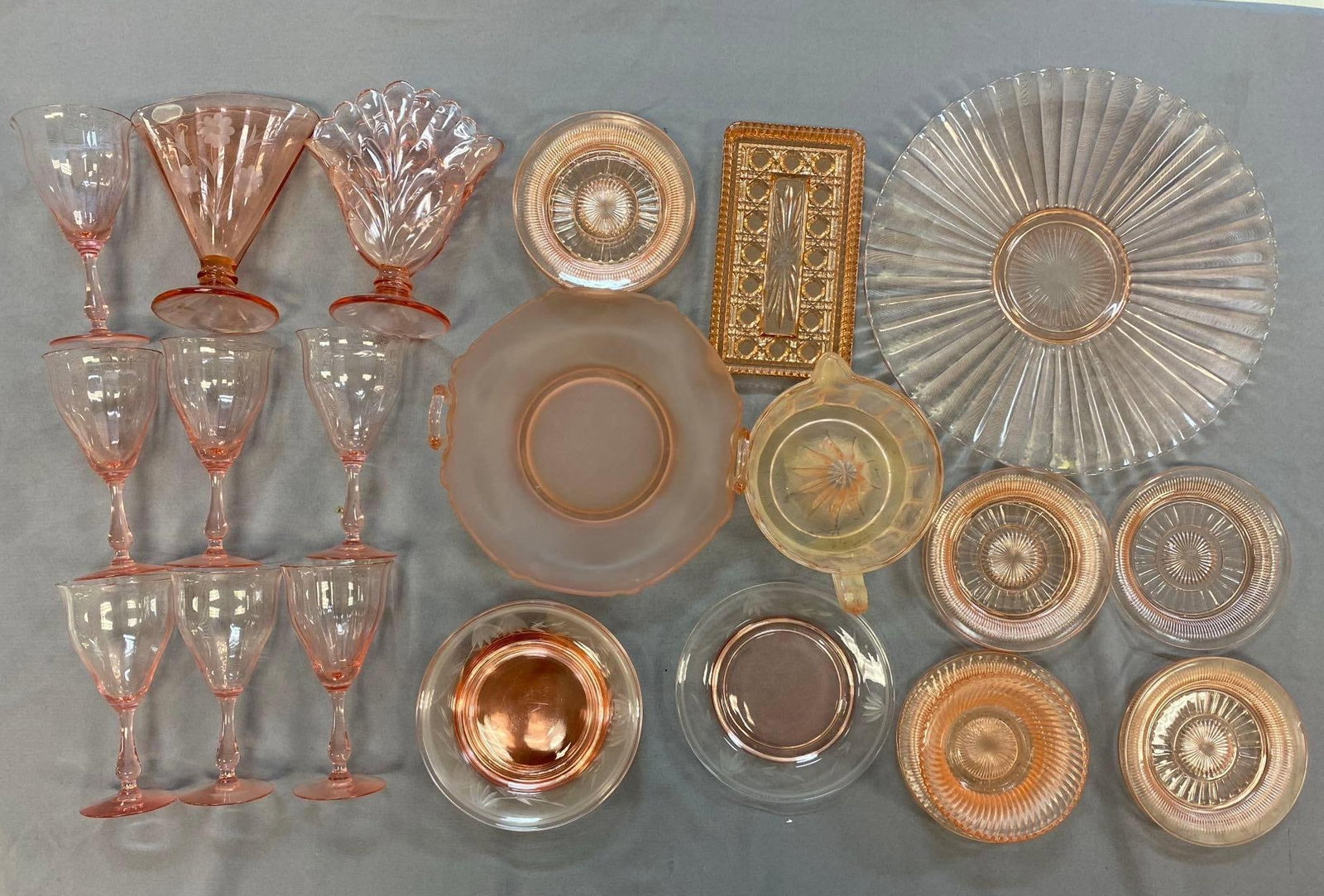 Group of Assorted Vintage Pink Depression Glassware (1 of 3)