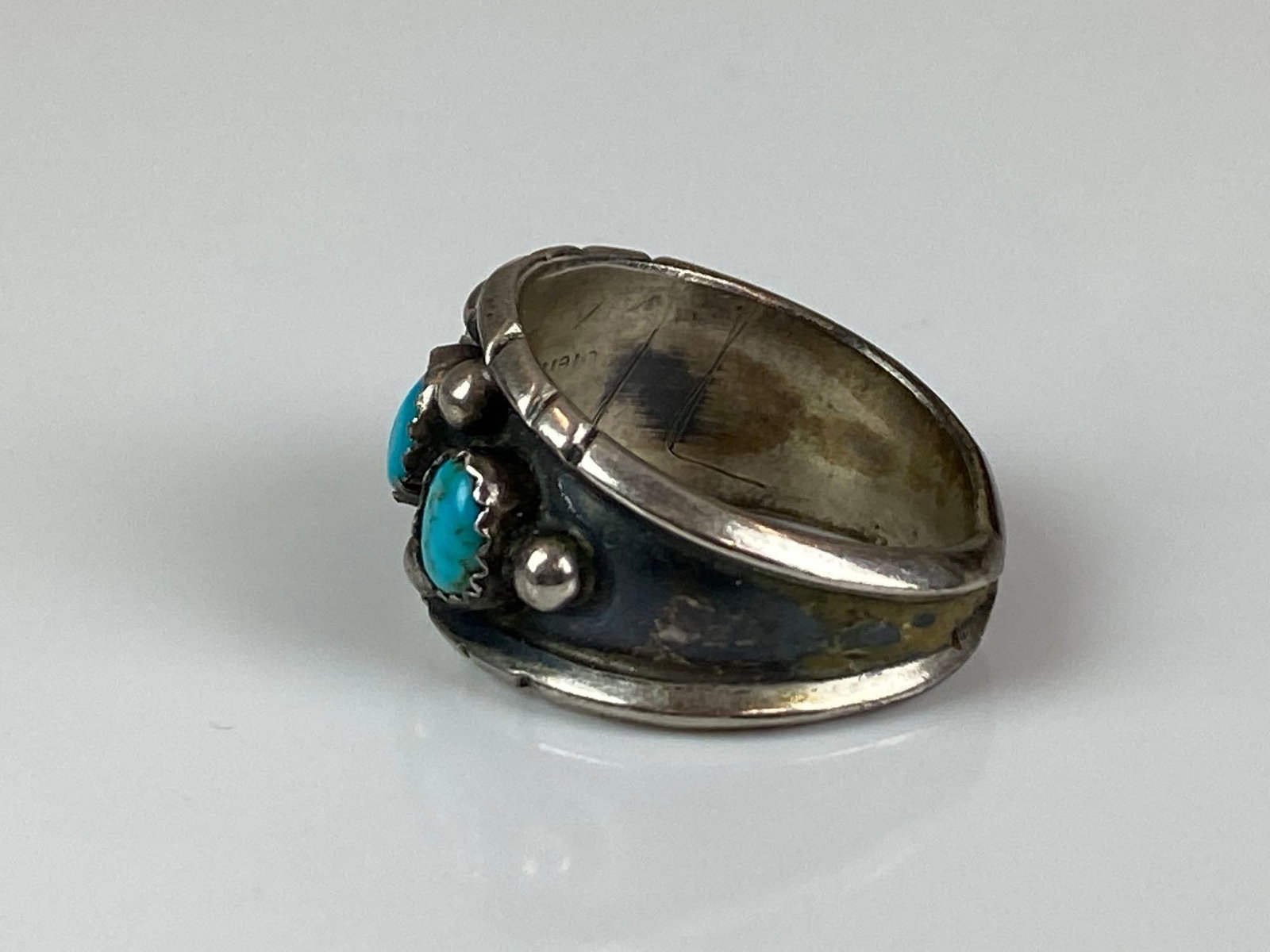 ML Signed Sterling Silver Turquoise Ring - 2