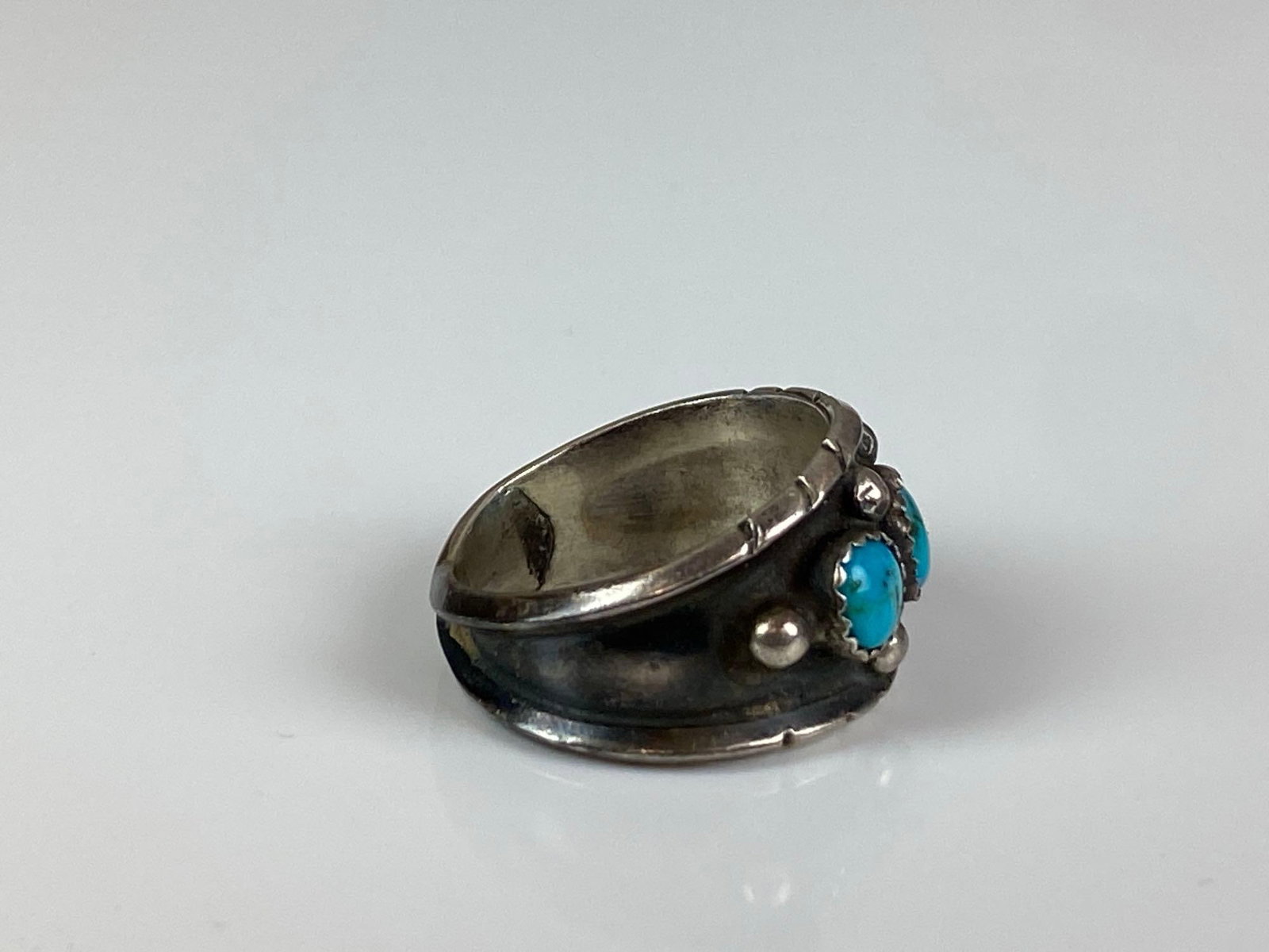 ML Signed Sterling Silver Turquoise Ring - 4