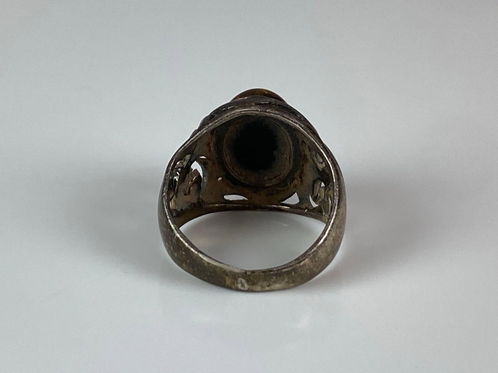 Steeling Silver Openwork Amber Ring - 3