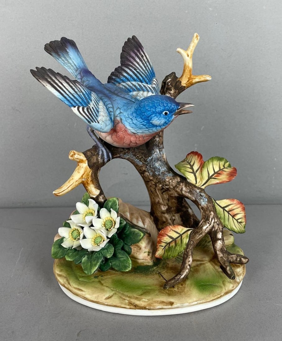 Andrea by Sadek Porcelain Bluebird Figurine: Made in Japan, 7 1/2 inches tall