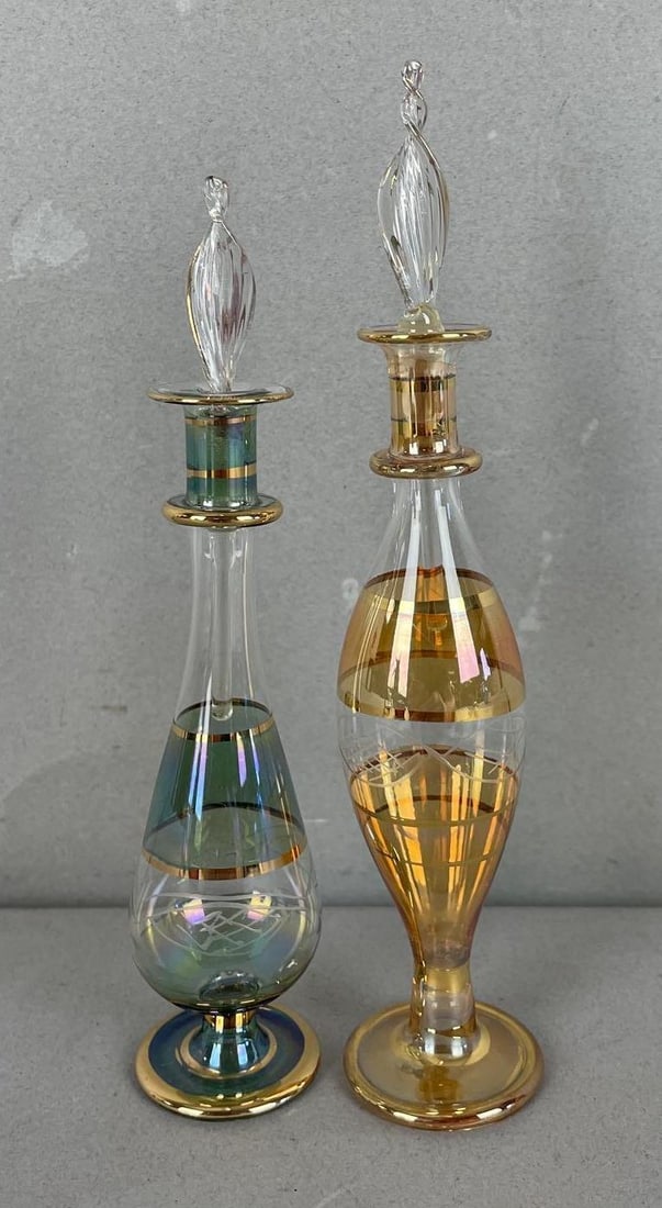 Group of 2 Hand-Blown Egyptian Glass Perfume Bottles (1 of 3)