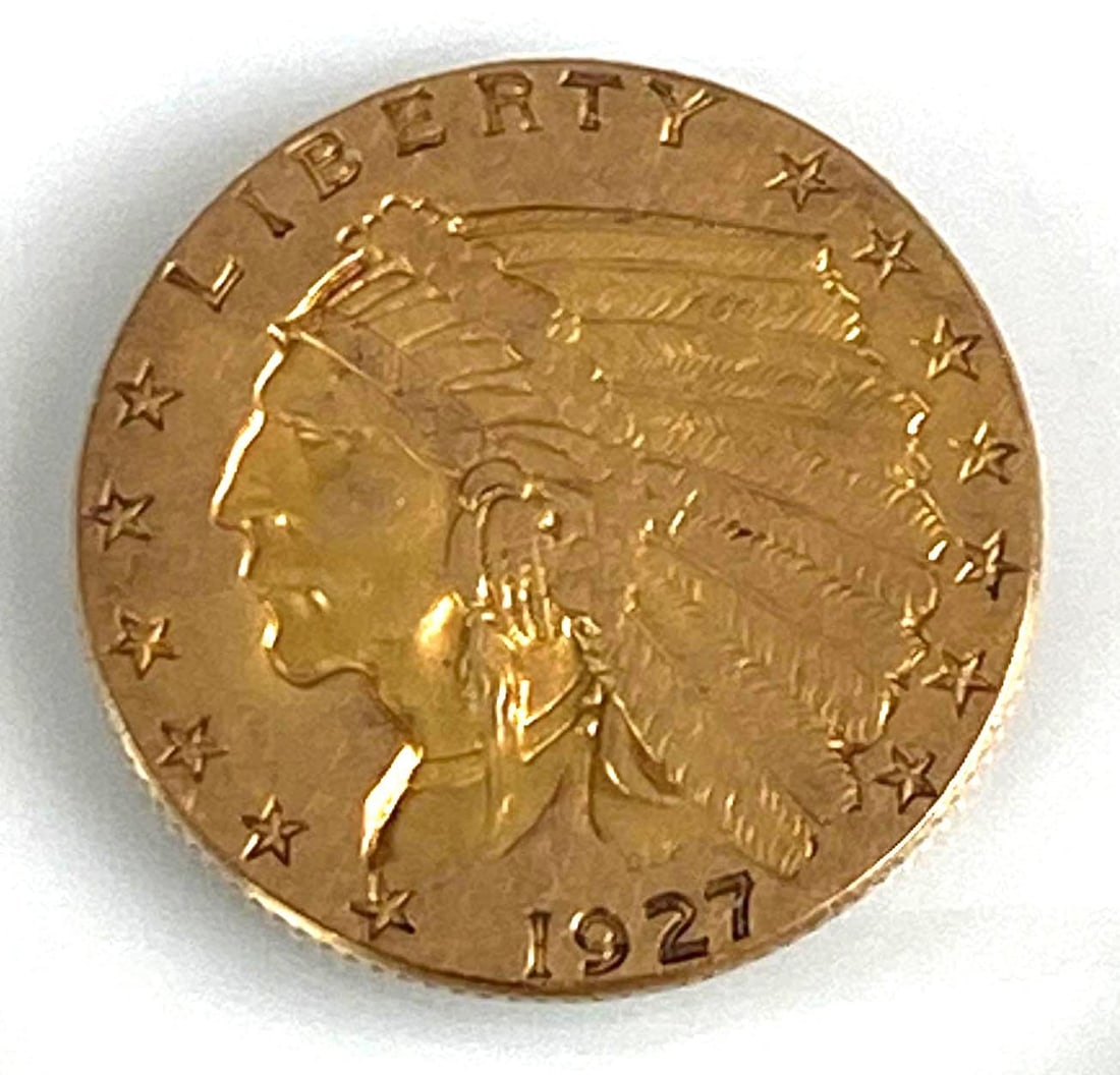 1927 US Indian Head $2.50 Gold Quarter Eagle (1 of 2)