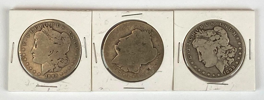Group of 3 1880s-1890s US Morgan Silver Dollars: Group of 3 1880s-1890s US Morgan Silver Dollars