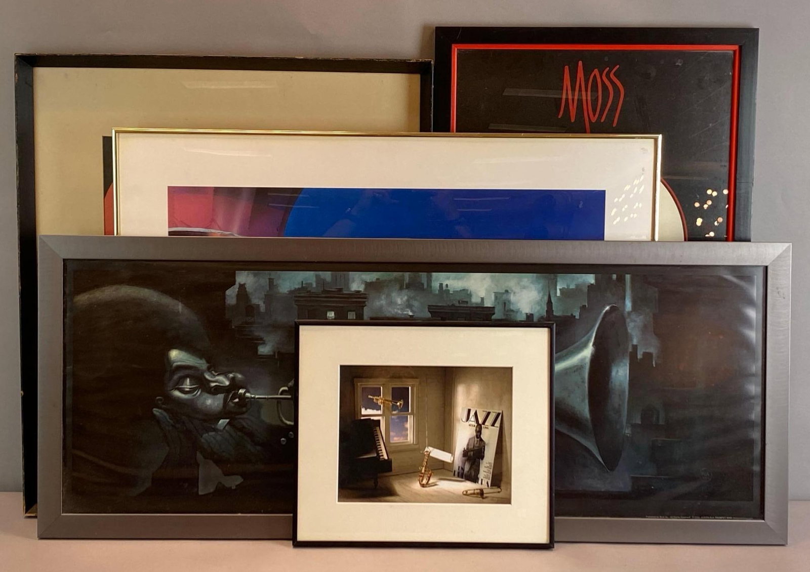 Group of 5 Prints: Largest measures 17 inches H x 41 inches W
