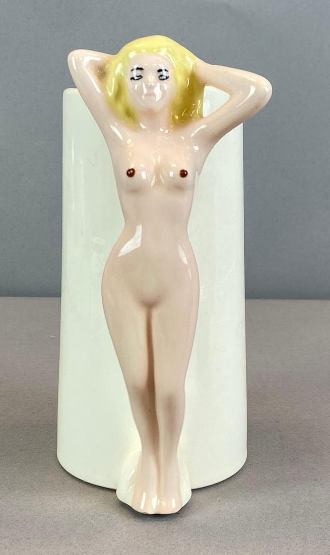 Vintage University of Iowa Novelty Nude Woman Porcelain Mug (1 of 5)