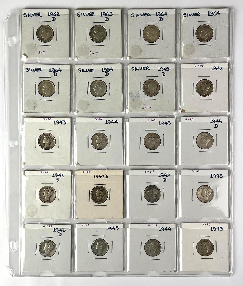 Group of 20 US 90% Silver Dimes (1 of 2)