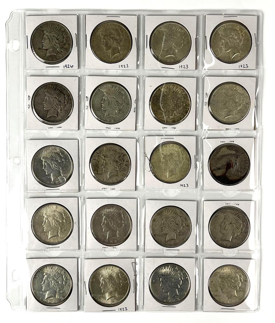 Group of 20 US Peace Silver Dollars (1 of 2)