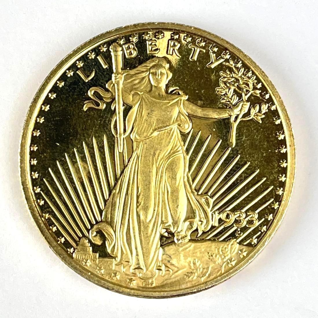 1933 Gilded Saint Gaudens Design 1 oz .999 Fine Silver Round: 1933 Gilded Saint Gaudens Design 1 oz .999 Fine Silver Round