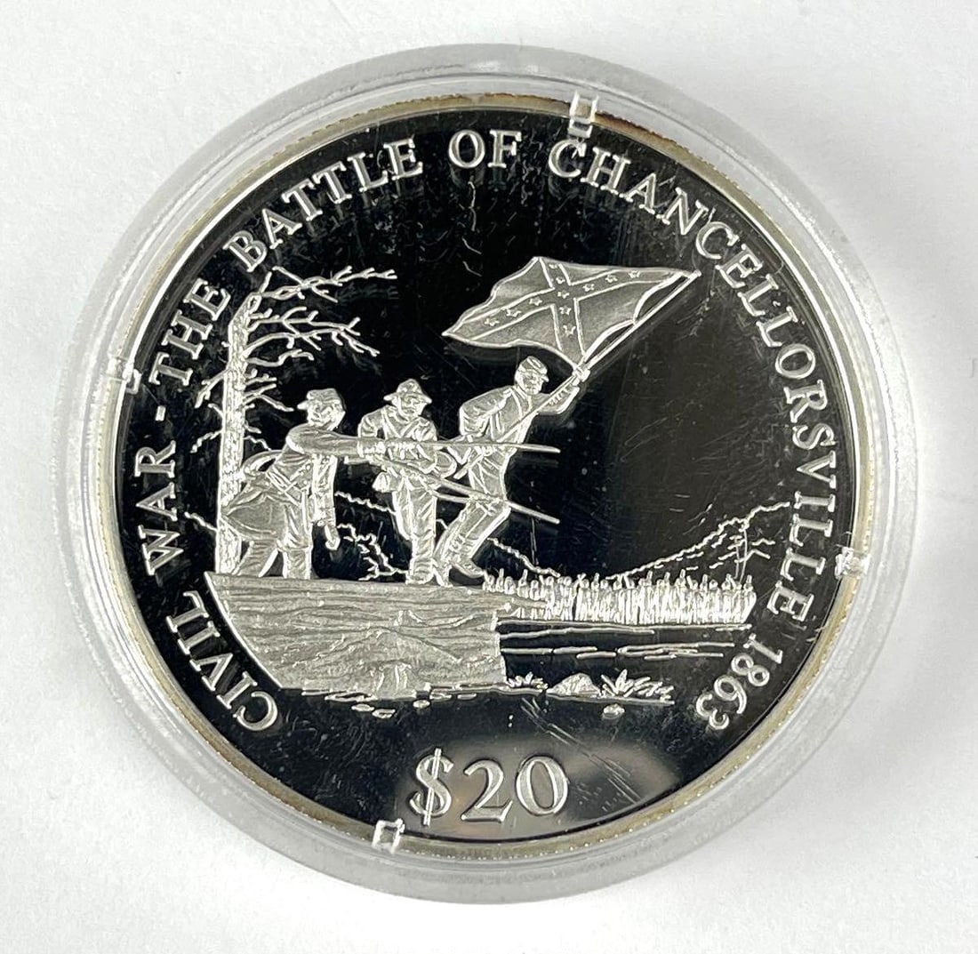 2000 Republic of Liberia $20 The Civil War Chancellorsville .64 oz 999 Silver Coin (1 of 2)