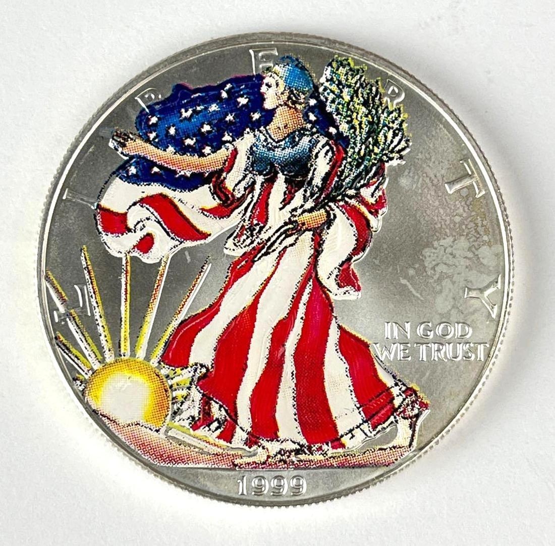 1999 Colorized US $1 American Silver Dollar 1 oz Fine Silver Coin: 1999 Colorized US American Silver Dollar 1 oz Fine Silver Coin