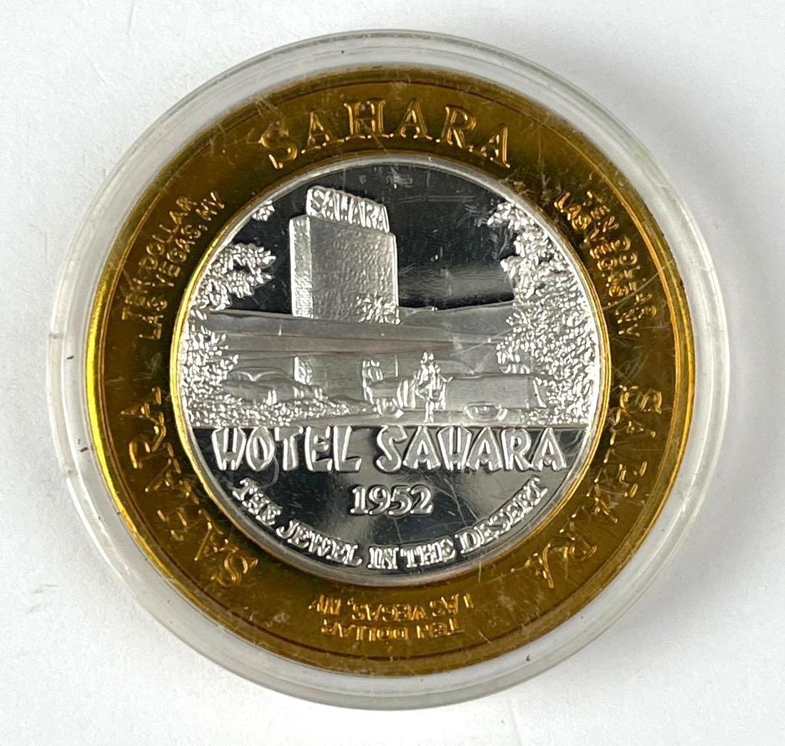 Limited Edition $10 Las Vegas Nevada Sahara .60 oz .999 Fine Silver Casino Gaming Token (1 of 2)