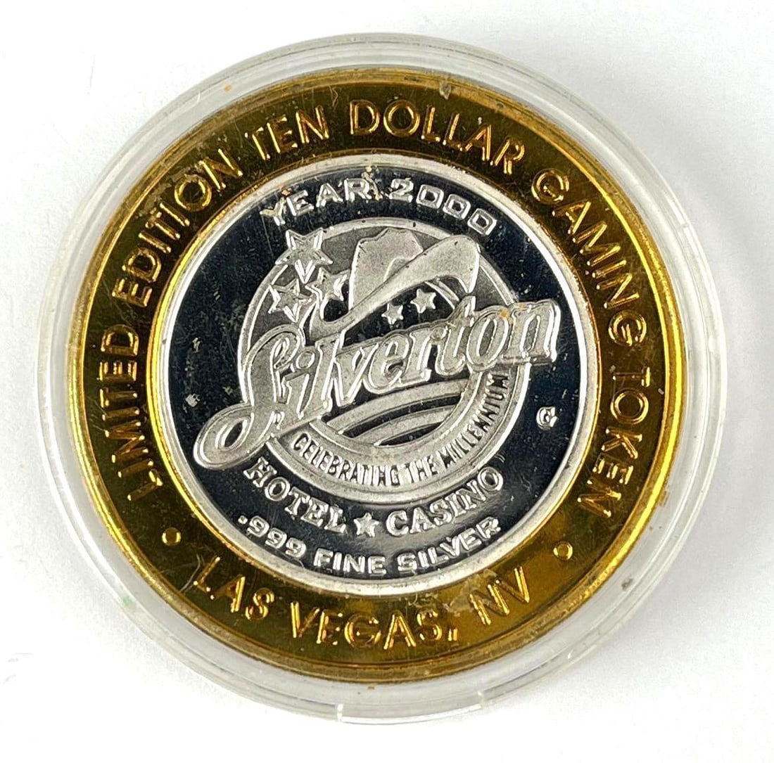 Limited Edition $10 Las Vegas Nevada Silverton .60 oz .999 Fine Silver Casino Gaming Token (1 of 2)