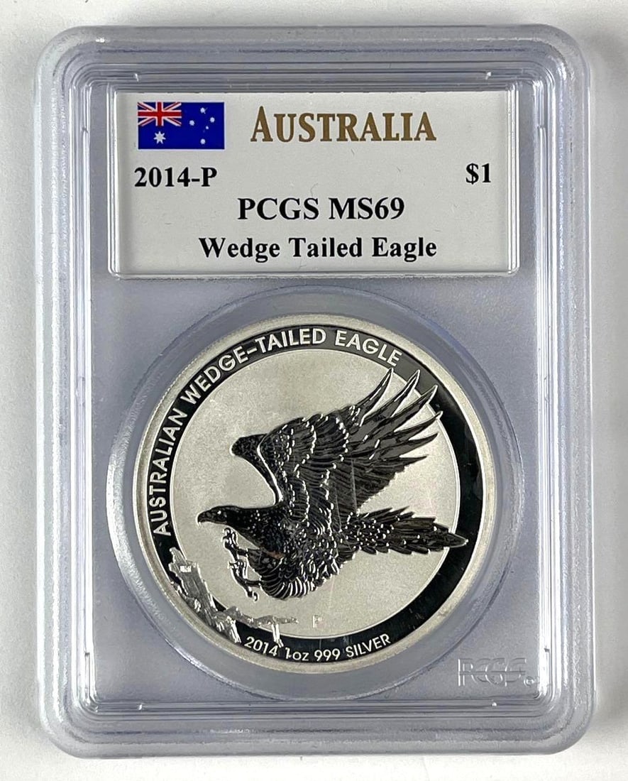 2014 P Australia $1 Wedge Tailed Eagle 1 oz 999 Silver Coin PCGS MS69 (1 of 2)
