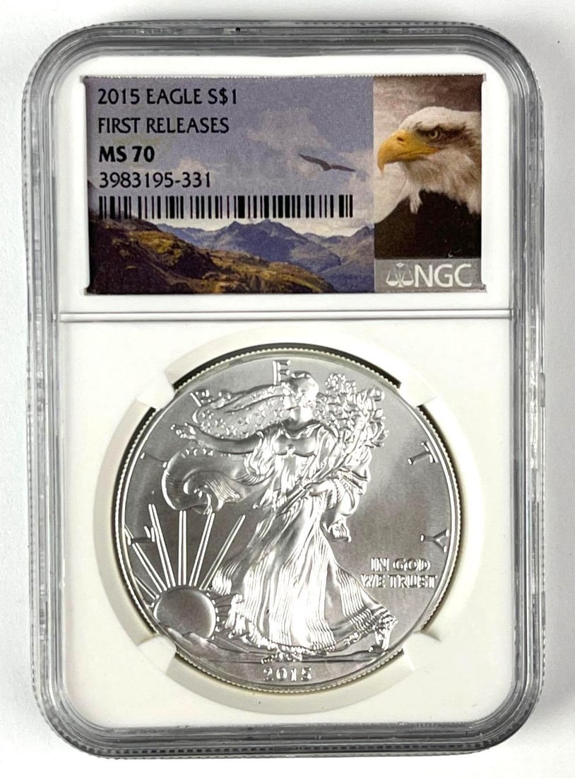 2015 US $1 American Silver Eagle 1 oz Fine Silver NGC MS70 (1 of 2)