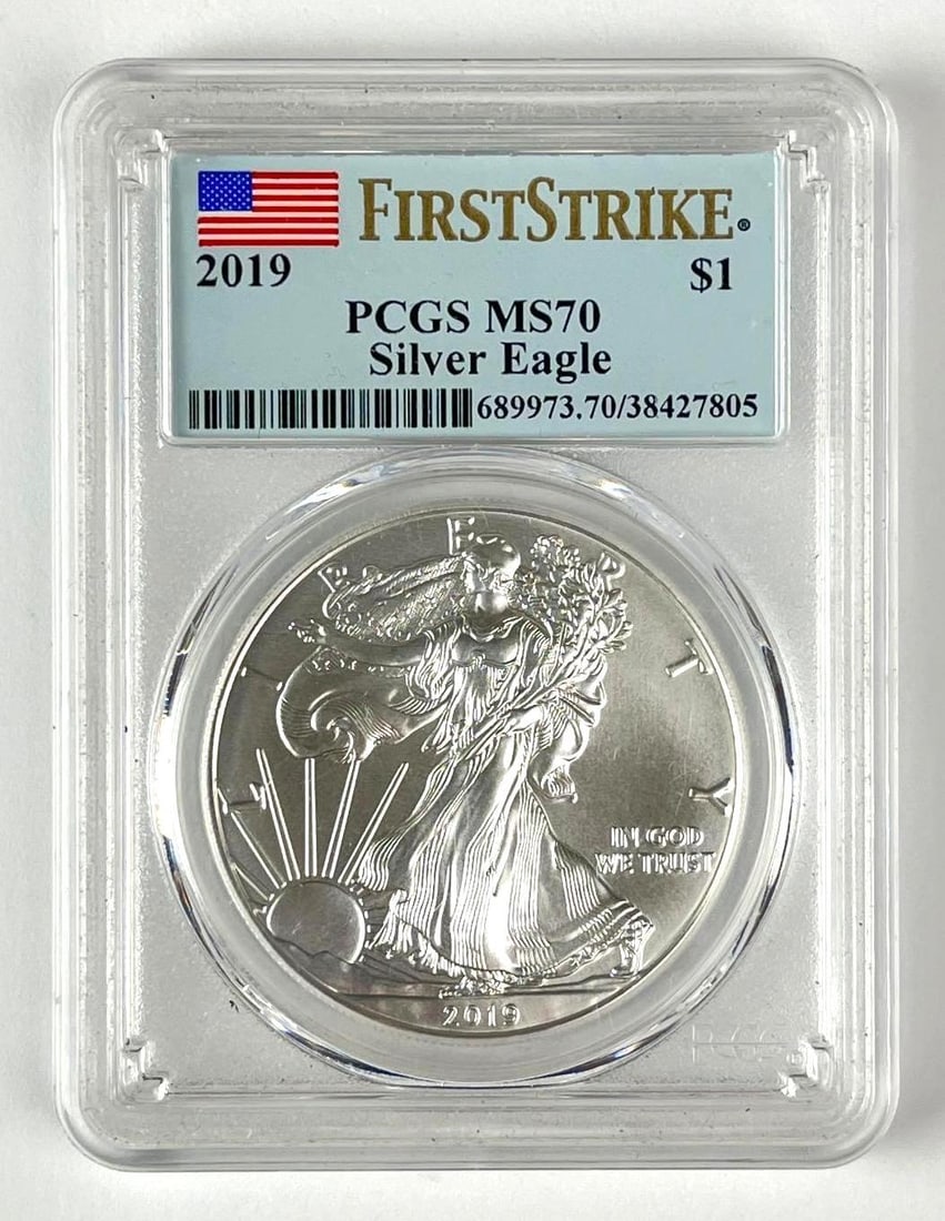 2019 US $1 American Silver Eagle 1 oz Fine Silver PCGS MS70 (1 of 2)