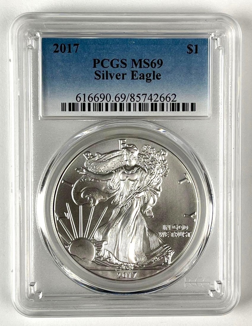 2017 US $1 American Silver Eagle 1 oz Fine Silver PCGS MS69 (1 of 2)