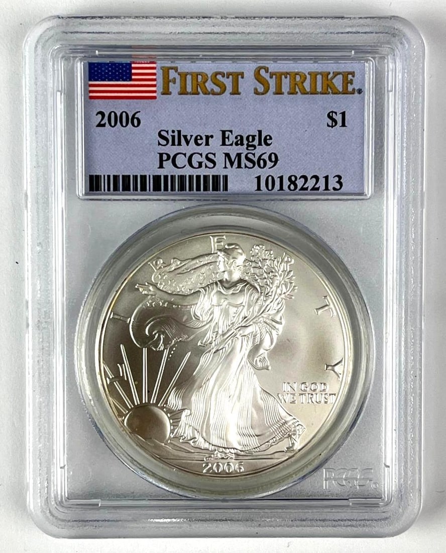 2006 US $1 American Silver Eagle 1 oz Fine Silver PCGS MS69 (1 of 2)