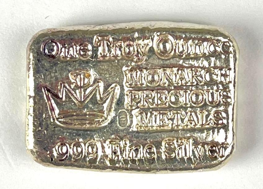 Monarch Precious Metals 1 oz .999 Fine Silver Hand Poured Ingot/Bar: Monarch Precious Metals 1 oz .999 Fine Silver Hand Poured Ingot/Bar
