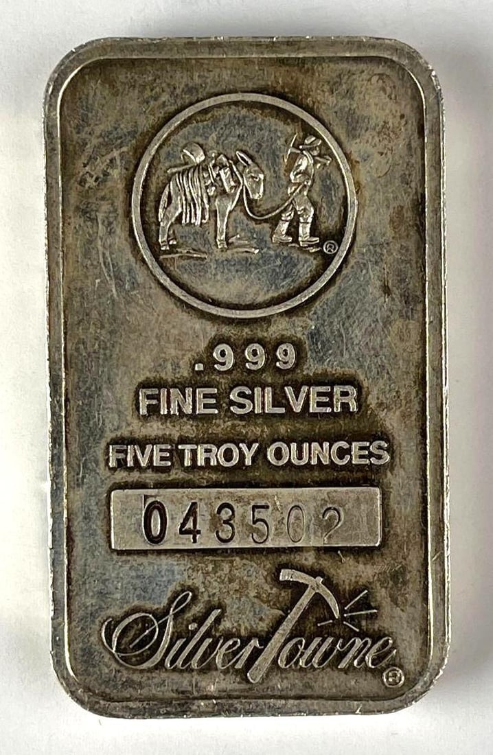 SilverTowne 5 oz .999 Fine Silver Ingot/ Bar: SilverTowne 5 oz .999 Fine Silver Ingot/ Bar
