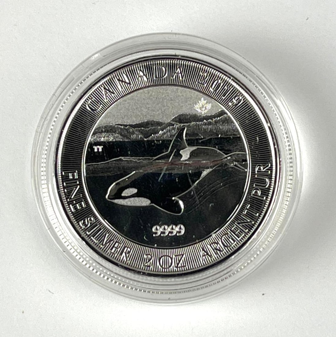 2019 Canada $10 Orca Whale with Maple Leaf Privy 2 oz 9999 Fine Silver Coin (1 of 2)