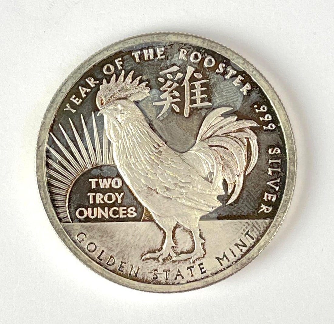 Golden State Mint Year of the Rooster 2 oz .999 Silver Round: Golden State Mint Year of the Rooster 2 oz .999 Silver Round