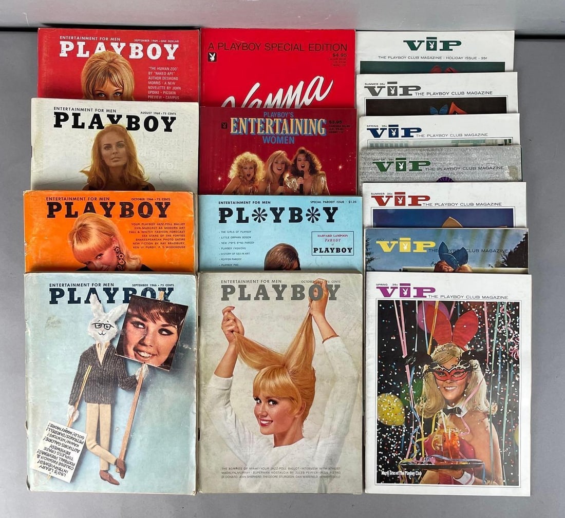 Group of 1960s Playboy Magazines and More: Includes VIP playboy club magazines