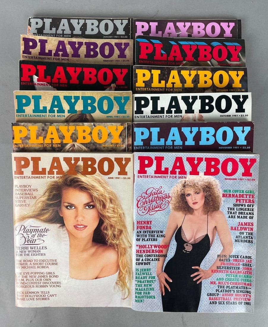 Set of 12 1981 Playboy Magazines: Full year