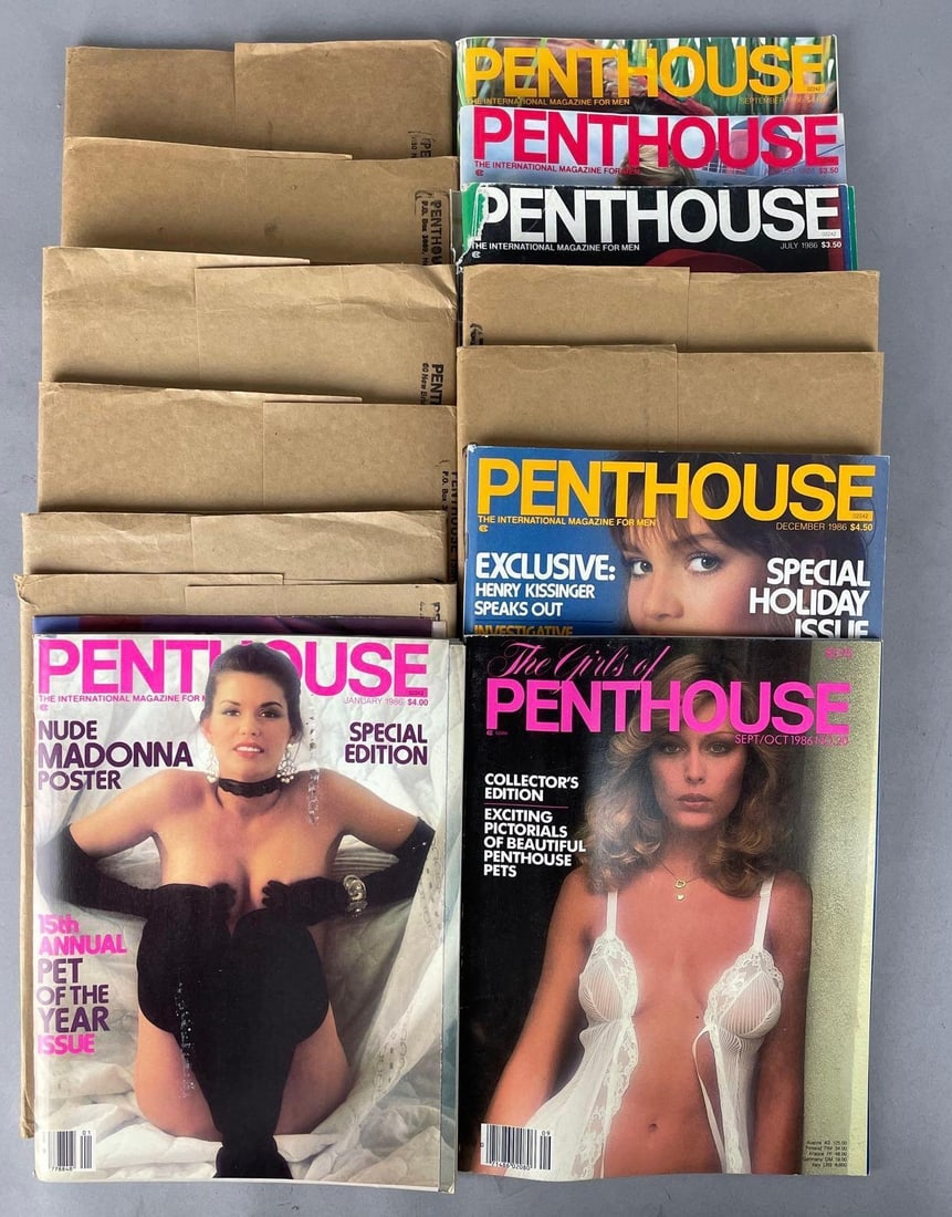 Set of 12 1986 Penthouse Magazines: Includes the girls of penthouse no. 20