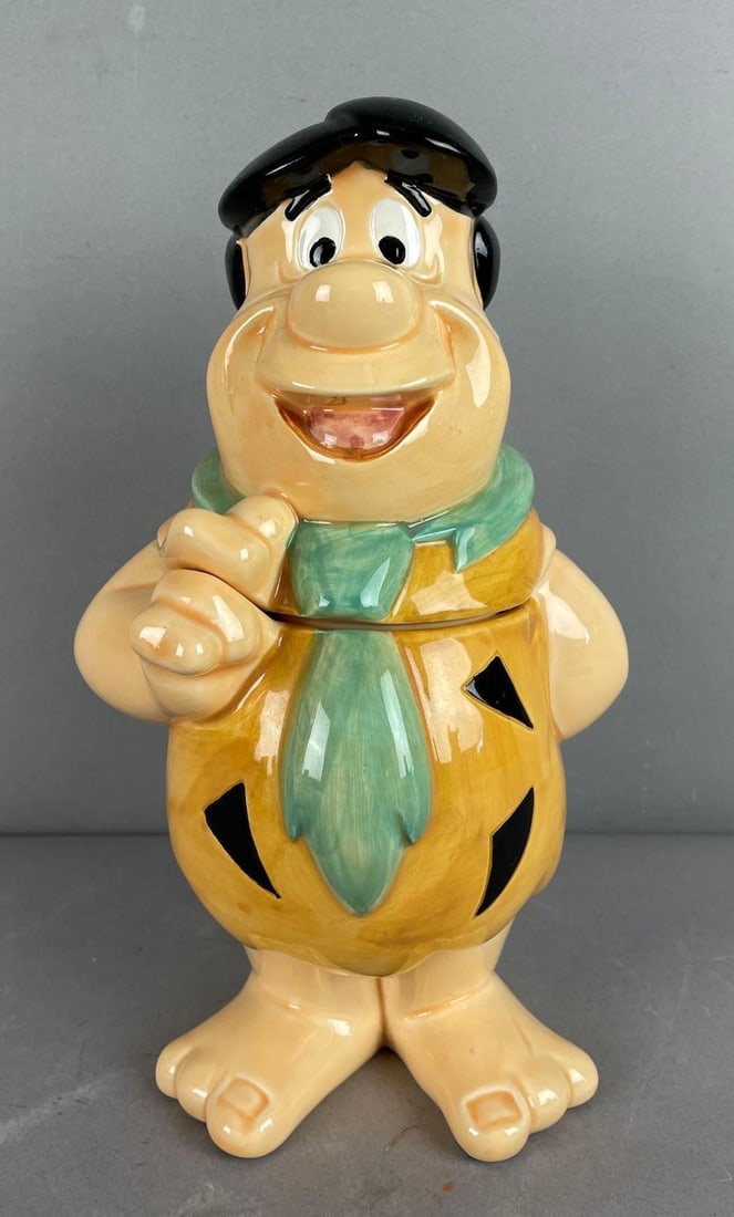 1989 Vandor Fred Flintstone Ceramic Cookie Jar: Hand painted, measures 11 inches x 6 1/4 inches x 5 3/4 inches