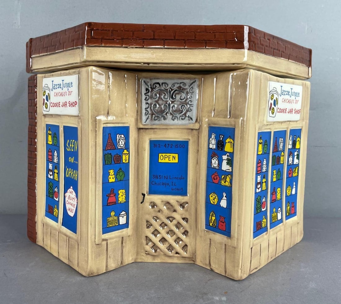 1993 LE Jazze Junque Chicagos 1st Cookie Jar Shop Cookie Jar: Limited # 29/100, measures 9 inches x 12 1/2 inches x 6 inches