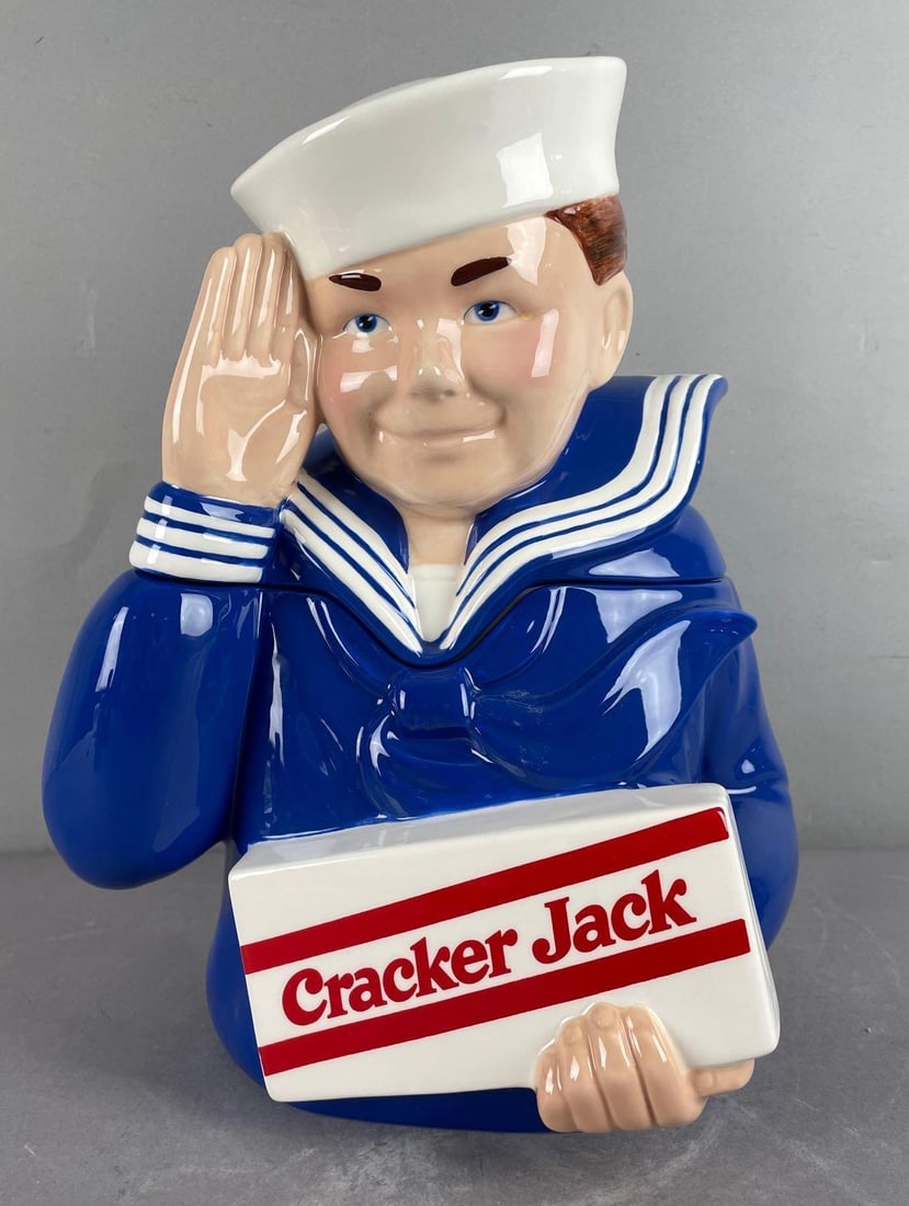 LE 1997 Borden Happy Memories Collectibles Cracker Jack Ceramic Cookie Jar: Limited edition # 30/500, measures 12 1/2 inches x 10 inches x 6 1/2 inches