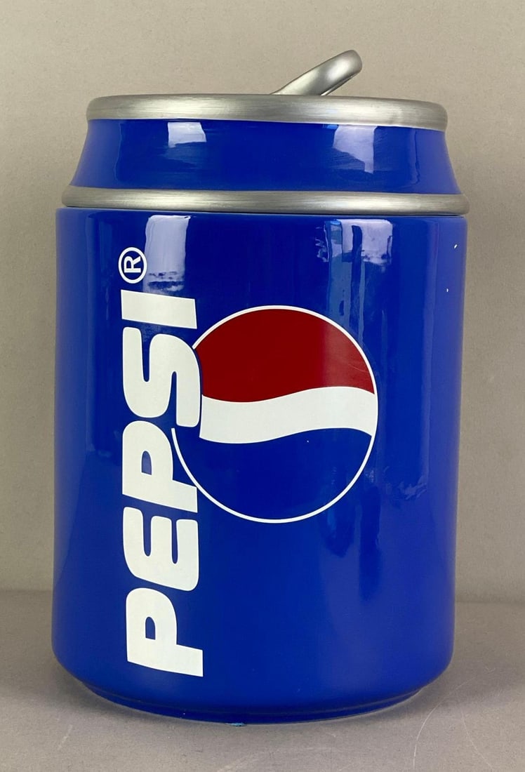 2000 Globe Design Pepsi LE Porcelain Advertising Cookie Jar: Limited edition No. 1565 of 5000, with COA, measures 12 inches H x 7 1/2 inches W x 7 1/2 inches D