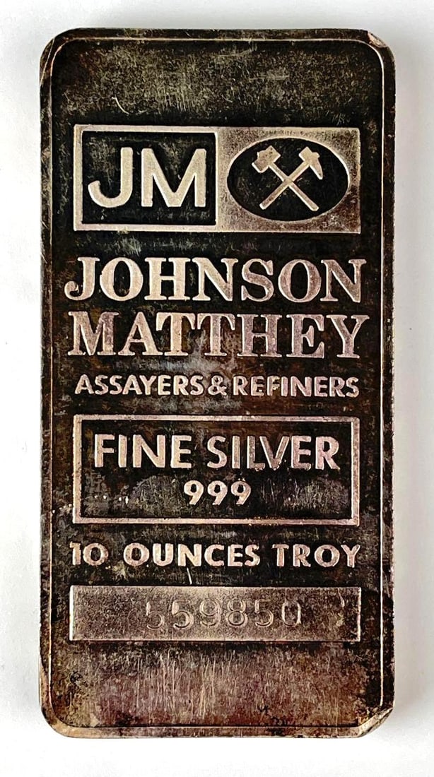 Johnson Matthey 10 oz 999 Fine Silver Ingot/ Bar (1 of 2)