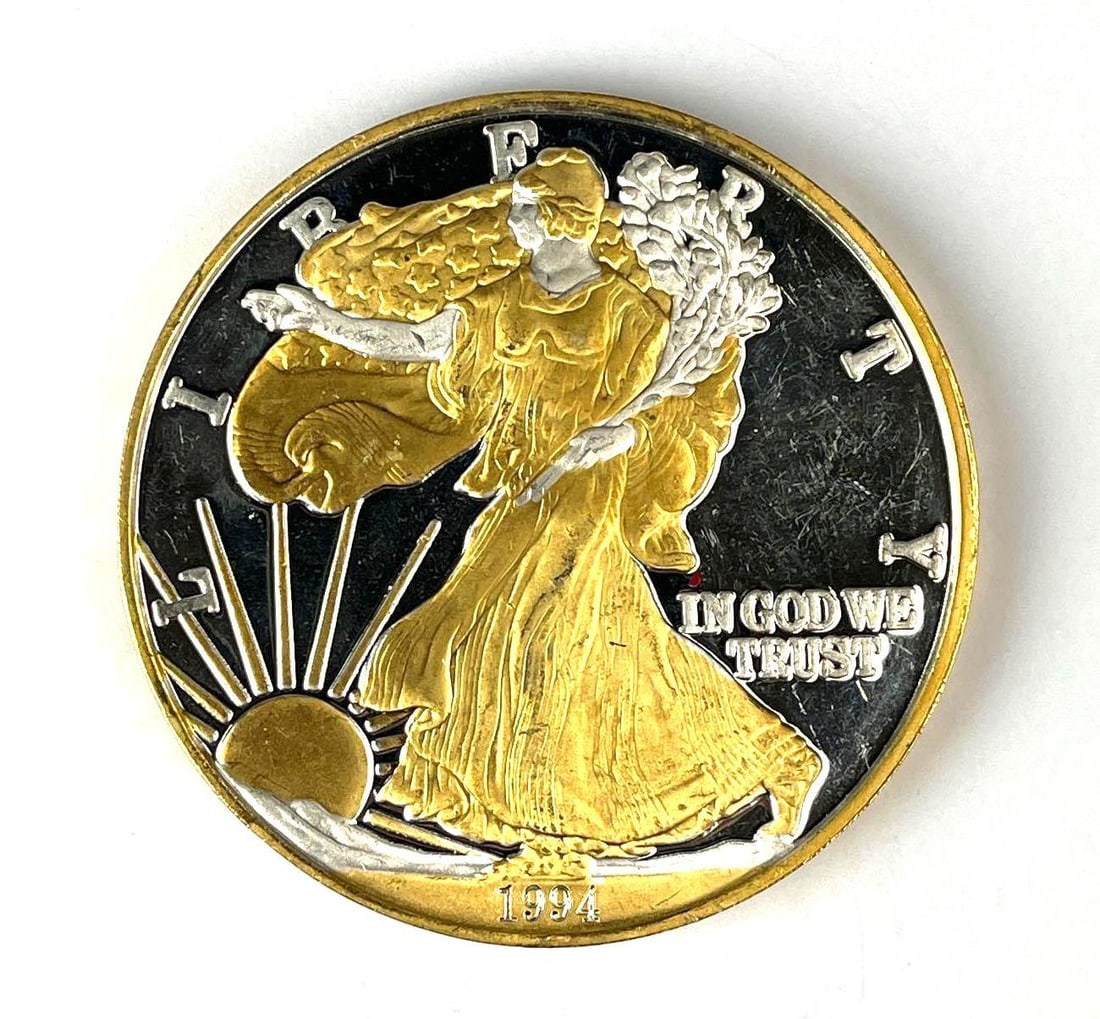 1994 Gilded American Silver Eagle Design 12 oz Fine Silver Round (1 of 2)